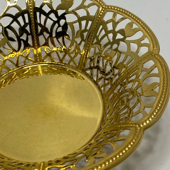 ✅ VINTAGE WMF ECHT VERGOLDET 24 CARAT GOLD PLATED BON BON ORNATE BOWL DISH - Picture 6 of 9